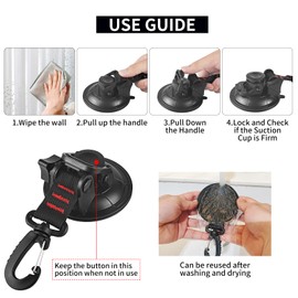 Vashly Heavy Duty Suction Cup 8Pcs Strong Suction Cups with Hooks and 8Pcs Tarp Clips Deavy Duty Lock Grip for Car Awning Boat Camping Trap Tie Down