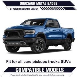 OUESAAS Dinosaur Emblem, A Pair Dinosaur Graphic Badge Fits for RAM TRX 1500 ~Stick it Anywhere (Black Redeye)