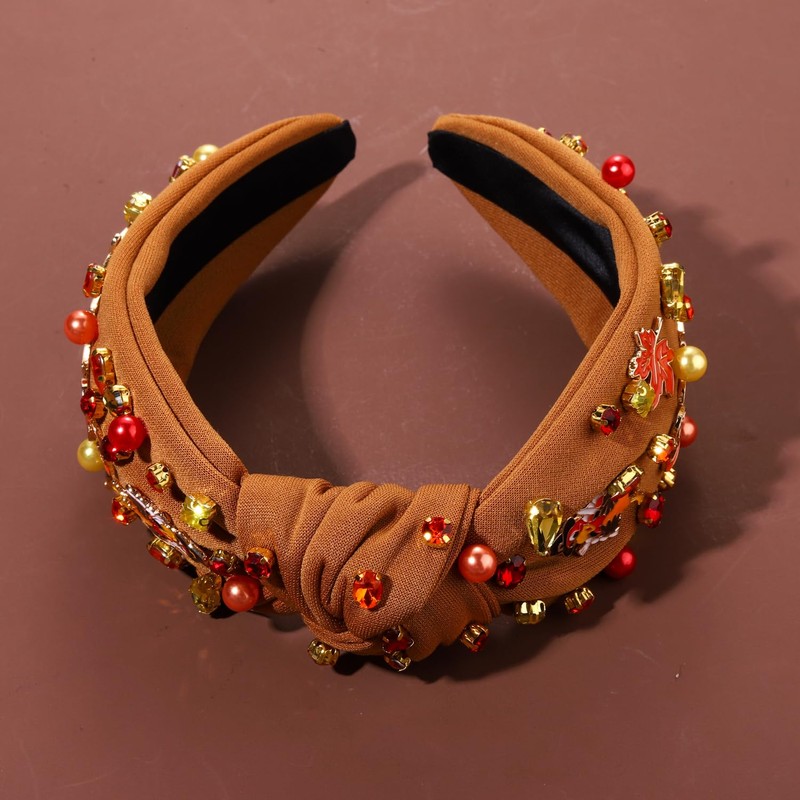 NVENF Thanksgiving Headband for Women Beaded Turkey Fall Headband Accessories