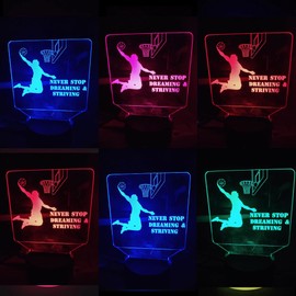 oceanwidetec Basketball 3D Illusion Night Light Inspirational Words Poster Multi-Colored Bedside 3D Desk Lamp for Store Bedroom Office Decoration or Christmas Birthday Gifts for boy Men