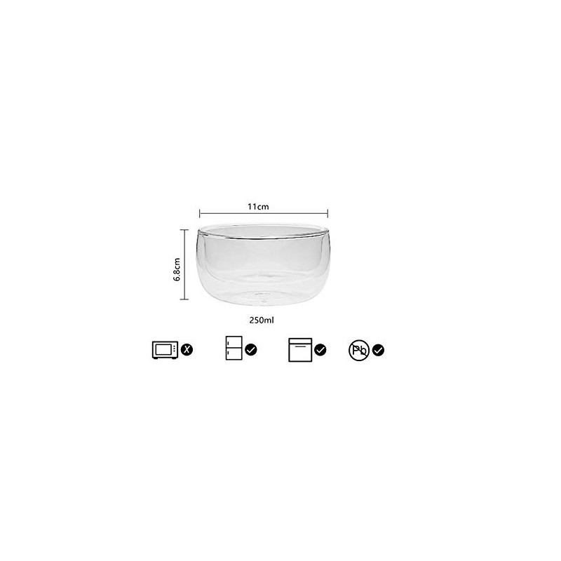GracesDawn high temperature resistant double layer glass bowl borosilicate heat-resistant