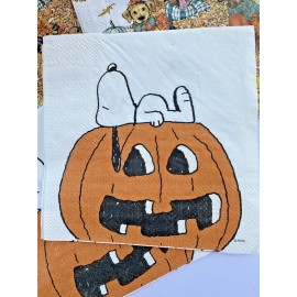 peanuts 2 Individual Paper Decoupage Beverage Size Napkins Fall Pumpkin Snoopy