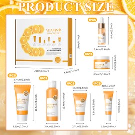 Vitamin C Face Care Set 6 Pieces, Vitamin C Skin Care Set with Hyaluronic Acid & Niacinamide, Moisture, Anti-Ageing, Vitamin C Skin Care Set for Teenage Girls and Women