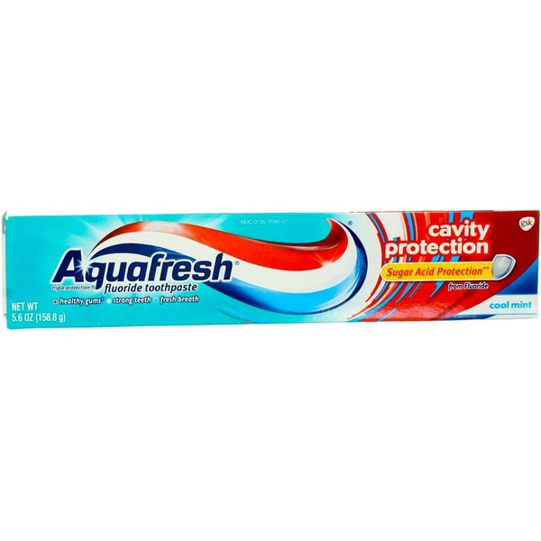 Aqua Fresh Cavity Protection Fluoride Toothpaste Cool Mint -5.6 Ounce (Pack of 2)