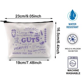 BLUPARK Singer Makeup Bag Singer Album Inspired Gift Singer Merch Singer Fans Gift Singer Sour Gift Sour Album Cosmetic Bag Musical Lyrics Gift (Lacy Guts)