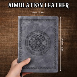 Fetinar 2026 Leather Vintage Journal Notebook,300 Pages,Leather Softcover Lined Journal Notebooks for Women Men,Notebook Journals for Writing Travel,Business,Office,Grey