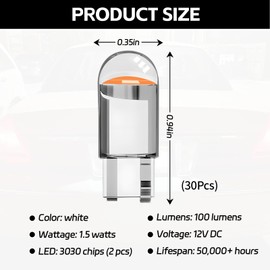 Hbxdeco 30PCS 194 Car LED Light Bulbs, T10 Interior Lights Bulb Replacement, Error Free 168 2825 W5W Wedge COB LED Bulbs, Universal for Car Dome Map Door Courtesy License Plate Light (Pink)