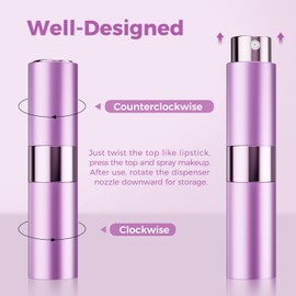 Augwontior Perfume Atomizer, 3 PCS 8ml Leak-Proof Travel Perfume Spray Bottle Refillable, Premium Lipstick-Size Perfume Travel Refillable for Cologne, Aftershave, Toner, Mini Cologne Sprayer