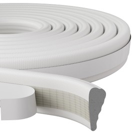 196”Wedge Weather Stripping Door Seal Strip for Door Frame,Self-Adhesive Window Insulation for Winter,Dark Foam Gap Filler for Light Noise Blocker,Front Exterior Door Side Draft Stopper,White