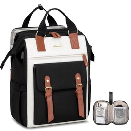 LOVEVOOK Laptop Backpack, Travel Bag with 17.3 inch Laptop Compartment, Water Resistant Teacher Nurse Doctor Work Bag, Anti-theft Daypack, Black Brown