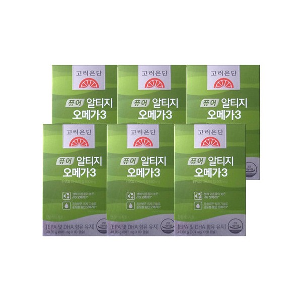Korea Eundan Pure Altige Omega 3 60 capsules, 6 boxes, 6 months supply / 고려은단 퓨어 알티지 오메가3 60캡슐 6박스 6개월분
