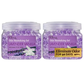 Clear Air Olor Eliminator Gel Beads – Ambientador – 2 Pack (2 x 12 oz), Lavanda (Lavender Vanilla), 2