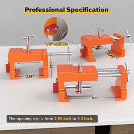 Cabinet Clamps, Cabinet Installation Cabinetry Clamps Face Frame Clamps Tools with Two Side Screws and Alignment Plate, 4 Pack, Orange