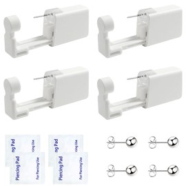 Ear Piercing Kit Disposable Ear Piercing Kit with Multi-sized CZ Earring Studs Easy and Self Ear Piercing Kit for Your Own Use at Home (3mm Silver ball)