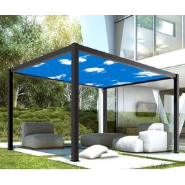 Coarbor 8'x15' Waterproof Sun Shade Sail Rectangle Straight Edge Canopy Cover with Grommets Sunshine Block for Pergola Deck Patio Gazebo Backyard Garden -Blue Sky
