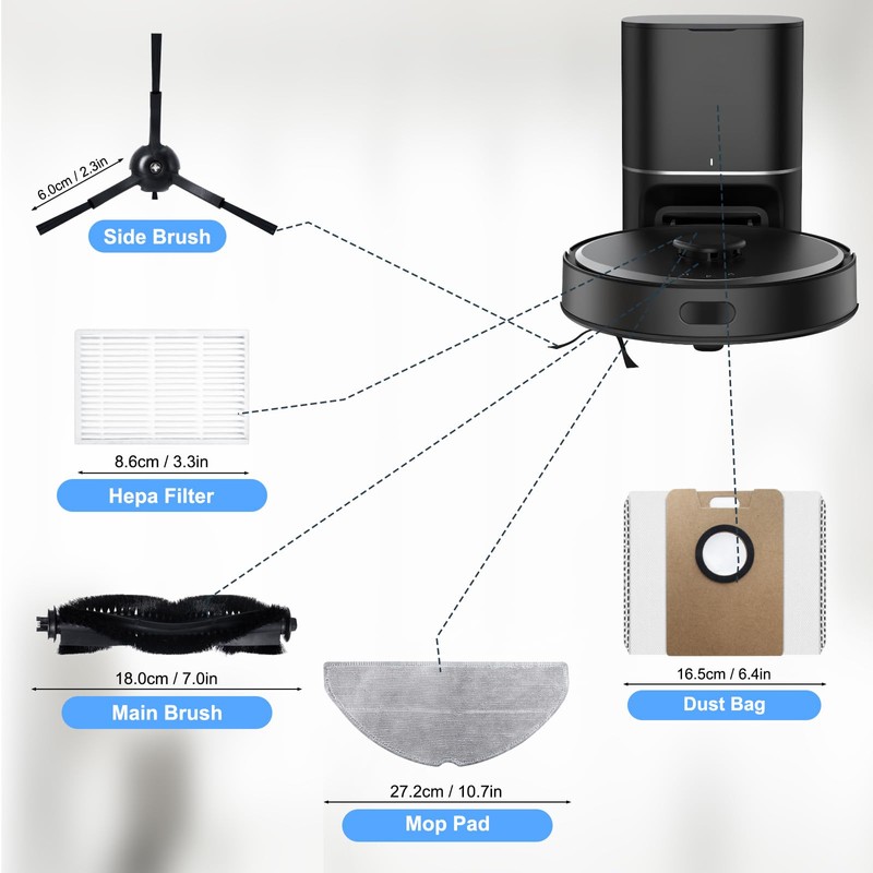 Replacement Parts Kit for Tapo RV30 Max Plus Robot Vacuum