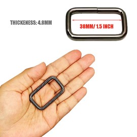 Atskonnen D Ring For Purse Strap Buckle 1.5 Inch Metal Rectangle Rings Buckle, Purse Hardware for Bag Making, 8pcs Rectangle Square Carabiner for Purse Handbag Strap Webbing Belt Leathercraft-Black