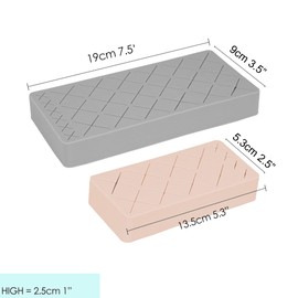 CAIRIAC 2Pcs Silicone Lipstick Holder, Cosmetics Organizer Stand, For Lipstick Cosmetics Holder Storage Box Display Stand (Medium 24 Slots Grey,Small 12 Slots Pink)