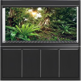 MIRRORANG 91 x 41 cm Deep Forest Terrarium Background Sunshine Tropical Plants Trees Aquarium Background Rainforest Reptiles Habitat Background Vinyl