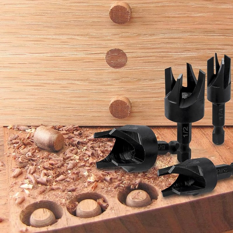Yakamoz 8Pcs Wood Plug Cutter Set, 1/4" Hex Shank Straight