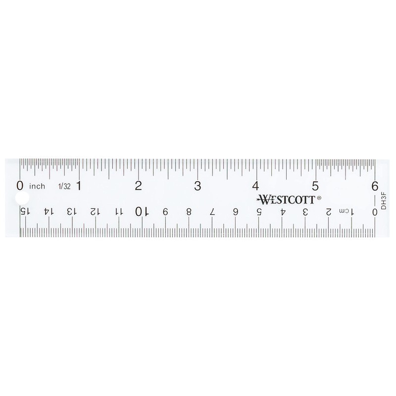 Westcott Ver A Través regla de acrílico, transparente, 15 cm,