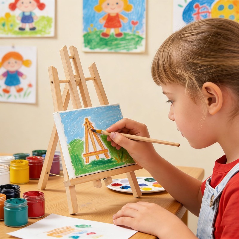 2Pcs Mini Easels Stand,Small Wooden Easel Canvas Stand for Display