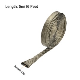 sourcing map Heat Shield Sleeve, 0.3" ID 16 Feet Heat Sleeve Automotive Wire Heat Shield Fuel Line Heat Shield Sleeve Heat Sleeve Heat Wrap 800 Degree for Wires, Titanium Color