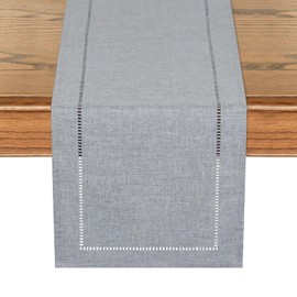 LOMOHOO Rustic Table Runner 94 Inches Long Linen Grey Table Runner,Farmhouse Table Runner,Modern Table Runner for Kitchen Dining Table Decoration