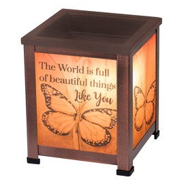 Elanze Designs World Beautiful Copper Tone Metal Electrical Wax Tart and Oil Glass Lantern Warmer