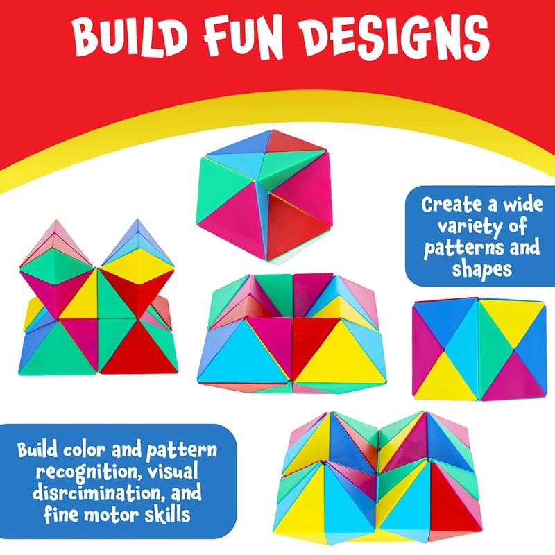 POPULAR PLAYTHINGS Tri-Mags Magnetic Puzzle Toy, Pyramid Stacking Blocks for