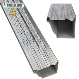 A-M Gutter Guard – Premium Heavy-Duty Aluminum Leaf & Debris Protection, Lifetime Quality (5 Inch - 50 Feet, Mill Finish) - DIY Easy - Made in The USA