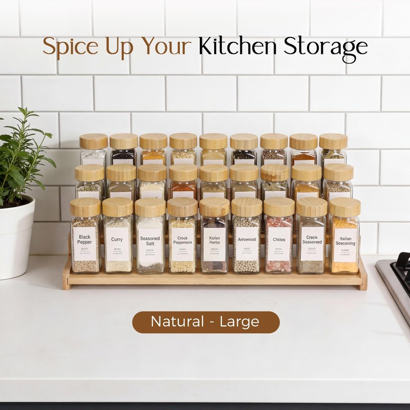 Spice Rack Organizer for Cabinet, 18in Bamboo Tiered Spice Rack，Used
