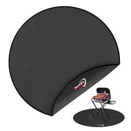 DocSafe 42" Round Fire Pit Mat, 4-Layer Fireproof Under Grill Mat Heat Insulated Indoor Fireplace Pad Protector for Decks,Patios,Grass,BBQ Smoker, Portable Reusable Oil-Proof and Waterproof, Black