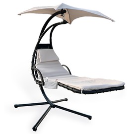 Outdoor Hanging Lounge Chair Replacement Cushion Cover and Umbrella Fabric, Made for Patio Curved Chaise Lounge Swinging Hammock Chair Pads, Waterproof Soft Fabric (Cushion Not Included, Khaki)