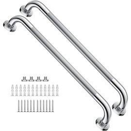 2 Pack 24 Inch Anti Slip Shower Grab Bar 1.25" Diameter,Munzong Stainless Steel Bathroom Grab Bar,Knurled Bathroom Balance Bar,Safety Handrail Support,Handicap Injury Elderly Senior Assist Bath Handle