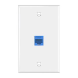 VCE Ethernet Wall Plate 1 Port (UL Listed) with Cat6 Female to Female RJ45 Keystone Coupler Blue, RJ45 Network Wall Jack Outlet, 1 Pack