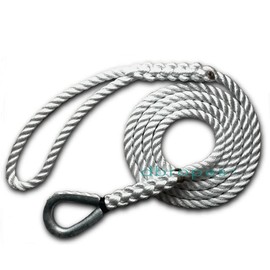 DBROPES 3 Strand Mooring Pendant 100% Nylon Rope with Heavy Duty Thimble Made in USA (3/4" x 10', 13800 lbs)