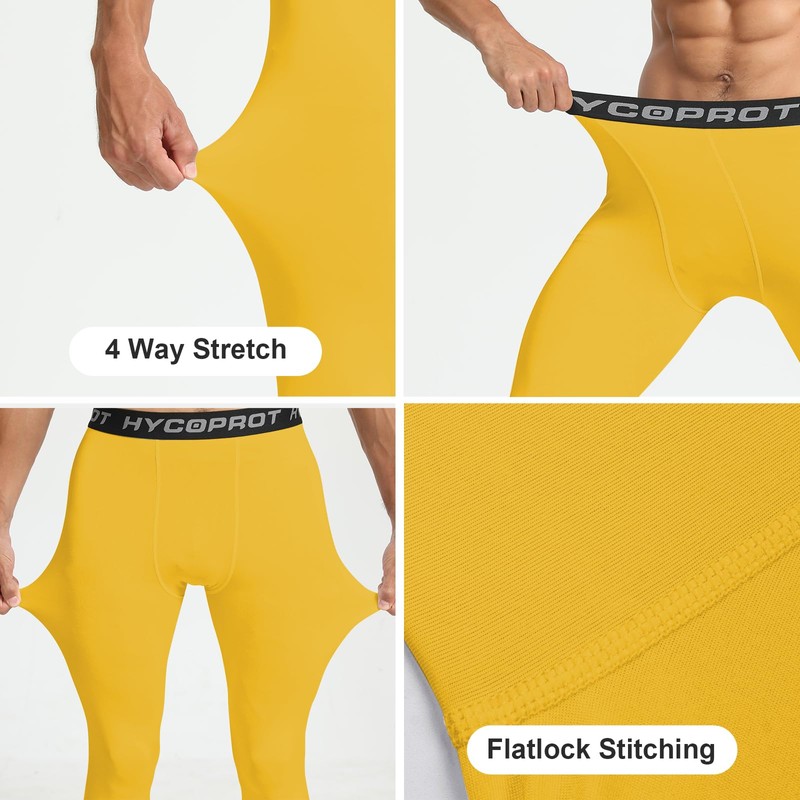 HYCOPROT Pantaloni a Compressione da Uomo Leggings da Asciugatura Rapida