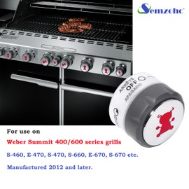 Semzohc 6-Pack 91538 Lighted Control Knobs Fit for Weber Summit Grill 2012+ 400/600 Series E-470 670, S-460 470 660 670, Main Burner Lighted Control knob
