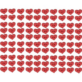 100Pcs 2 Holes Red Heart Button Red Love Heart Wooden Button Clothes DIY Sewing Accessory Decor Nice and Fashion Sewing Buttons