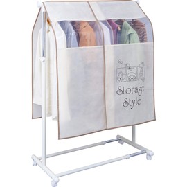 Astro 613-24 Hanger Rack Cover, Width 35.4 inches (90 cm), Beige, Non-Woven Fabric, With Anti-Slip String