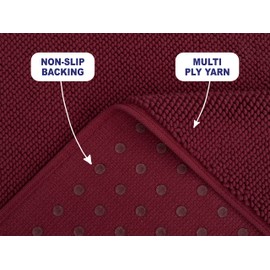 American Soft Linen Bath Rug, 17 in 24 in 100% Cotton Bath Mats Rugs for Bathroom, Slip Reducer Washable Shaggy Form Area Rugs, Burgundy Red Bath Rug