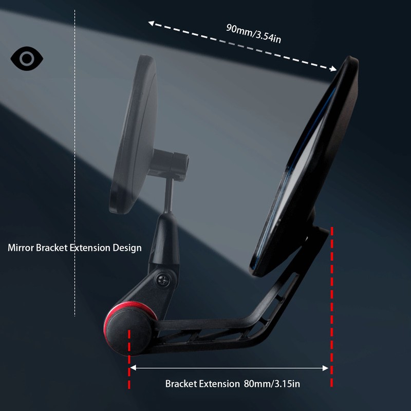 Handlebar Bike Mirror Anti Shaking ABS 360° Rotatable Electric Bike