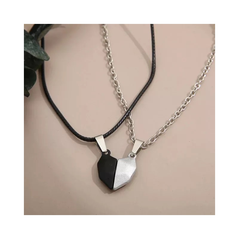 Patry 2x Collar Corazon Parejas Metal Magnético Imán Amor Amistad