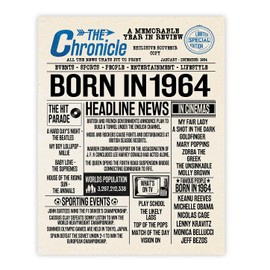 Stuff4 60th Birthday Poster Unframed - Born In 1964 Newspaper - Happy 60th Birthday Gifts for Men Women Vintage Retro Back In 1964, 8x10 Inch Sixty Sixtieth Bday Party Decor Decoration