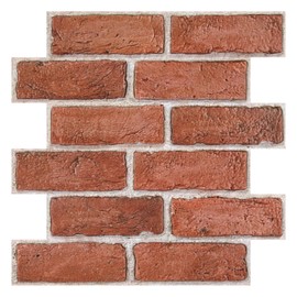 Commomy 10 Pcs Peel and Stick Brick Tile - Small Size UltraLight PVC 3D Faux Brick Wall Panels 11.8'' x 11.8'' Brick Wallpaper Tiles for Backsplash, Kitchen, Living Room, Bedroom, RV