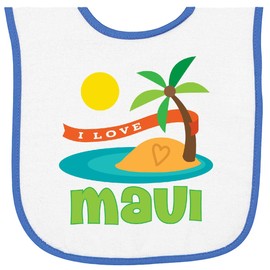 inktastic I Love Maui Baby Terry Cloth Bib White and Royal 1ca36