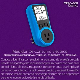 Mercader Digital Medidor Consumo Eléctrico Ahorrador Luz Wattimetro Monitor