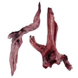 HEMYIS Natural Teak Driftwood Coral Driftwood for Aquarium Fish Tank Decor,Assorted Punica Trunk Driftwood Branch for Reptile Decor (Purple-Teak+Strips(9-12 Inch or 1.6-1.8 Lb)-2 PCS)