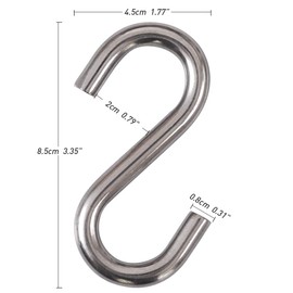 Cozihom Heavy-Duty 304 Stainless Steel S Hooks, 3.3 Inch Hammock, Swing S Hooks, Industrial Grade Quality Utility Hooks Pack of 2